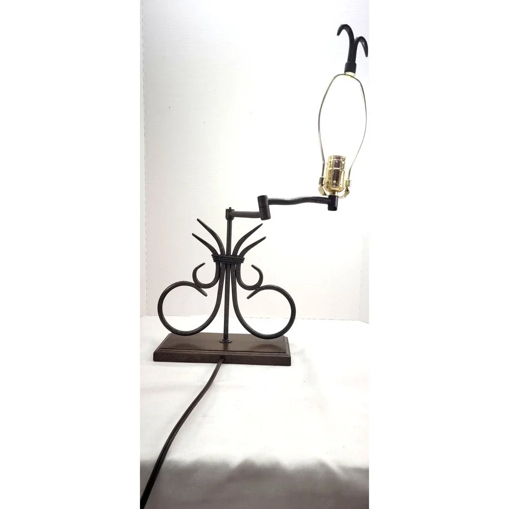 Vintage Wrought Iron Portable Table Lamp Western Style w Swing Arm 22